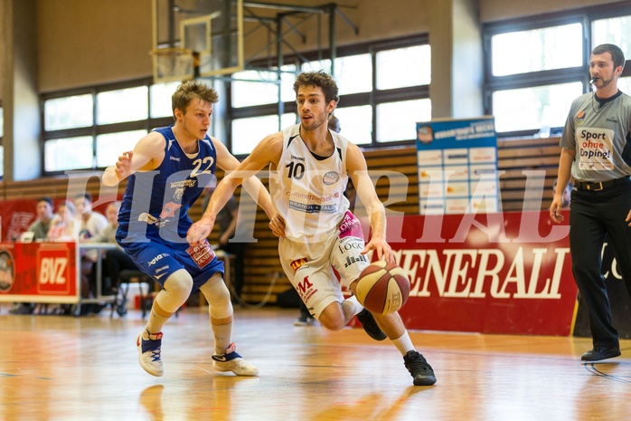 Basketball, 2.Bundesliga, Playoff VF Spiel 1, Mattersburg Rocks, Vienna D.C. Timberwolves, Jan NICOLI (10), Maximilian Pelz (22)