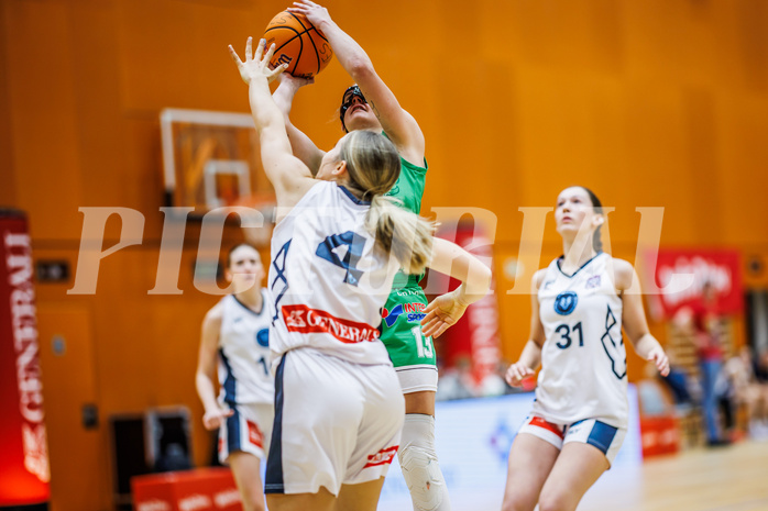 Basketball, Win2Day Basketball Damen Superliga 2024/25, Grunddurchgang 7.Runde, Vienna Timberwolves, UBI Graz, Simone Sill (13), Johanna Mölls (4)