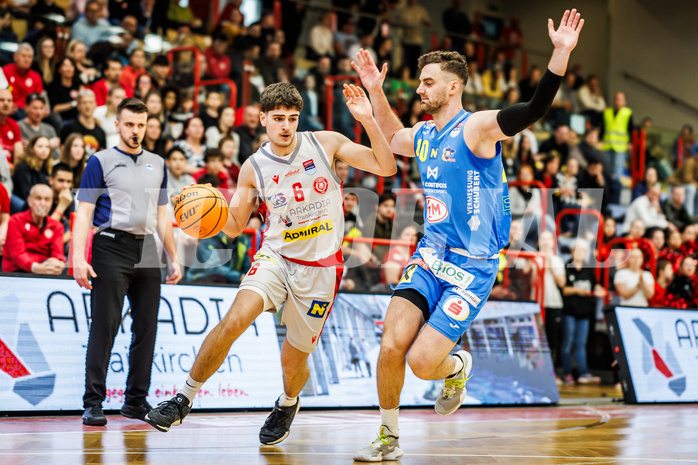 Basketball, win2day Basketball Superliga 2023/24, Viertelfinale Spiel 3, Traiskirchen Lions, SKN St.Pölten, Aleksej Kostic (6)