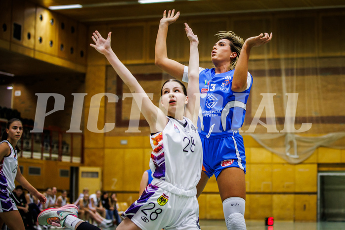 Basketball, Win2Day Basketball Damen Superliga 2023/24, Grunddurchgang 1.Runde, Vienna United, DBB LZ OÖ, Ninel Merkotun (28), Milica Popovic (13)