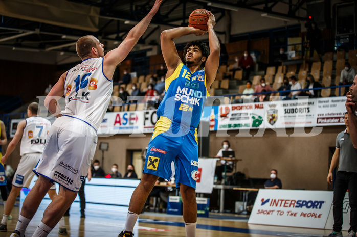 Basketball, bet-at-home Basketball Superliga 2021/22, Platzierungsrunde Spiel 4, Oberwart Gunners, SKN St. Pölten, Rashaan Guylain Mbemba (12)