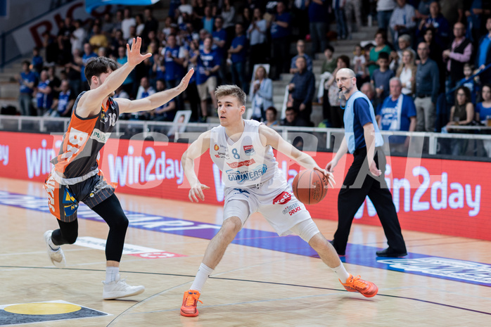 Basketball, Basketball Superliga 2022/23, Viertelfinale Spiel 1, Oberwart Gunners, Klosterneuburg Dukes, Lennart Burgemeister (10), Florian Koeppel (8)