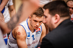 Basketball, bet-at-home Basketball Superliga 2021/22, Playoffs, Viertelfinale Spiel 1, Oberwart Gunners, Kapfenberg Bulls, Jonathan Knessl (12)