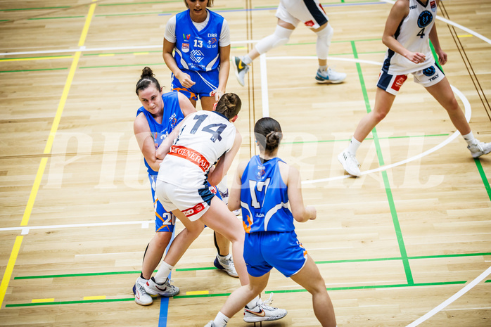 Basketball, Win2Day Basketball Damen Superliga 2023/24, Grunddurchgang 10.Runde, Vienna Timberwolves, DBB LZ OÖ, Eva Pichler (20), Melanie Fischer (14)