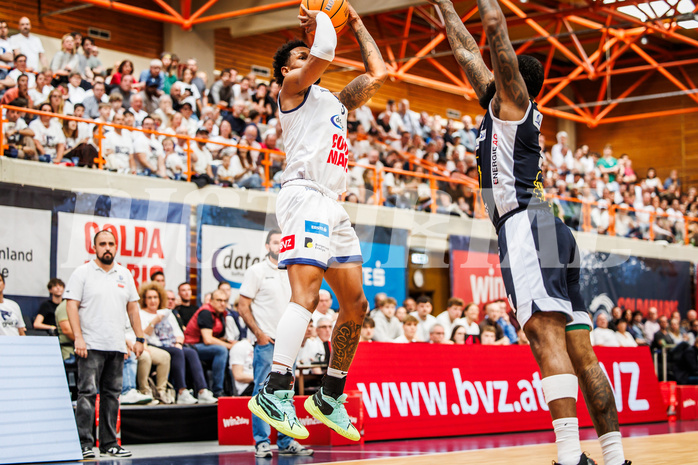 Basketball, win2day Basketball Superliga 2024/25, Playoffs Halbfinale 4. Spiel, BBC Nord Dragonz, Gmunden Swans, Rayshawn Mart (3)