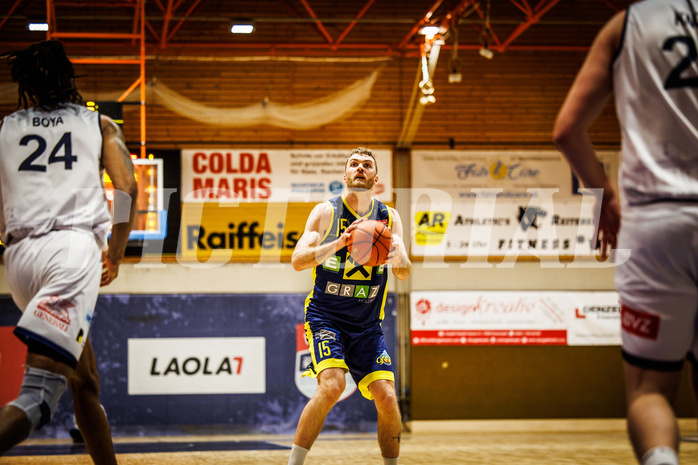 Basketball, win2day Basketball Superliga 2022/23, 4. Qualifikationsrunde, BBC Nord Dragonz, UBSC Graz, Tanner Giddings (15) Basketball, win2day Basketball Superliga 2022/23, 4. Qualifikationsrunde, BBC Nord Dragonz, UBSC Graz, Tanner Giddings (15)