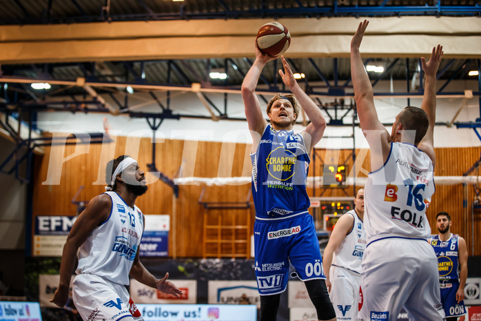 Basketball, bet-at-home Basketball Superliga 2020/21, Grunddurchgang 14. Runde, Oberwart Gunners, Gmunden Swans, Daniel Dolenc (15)