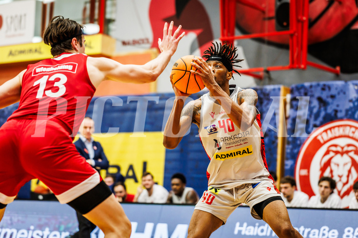 Basketball, win2day Basketball Superliga 2023/24, Grunddurchgang 14.Runde, Traiskirchen Lions, BC Vienna, Jaquan Lawrence (40)