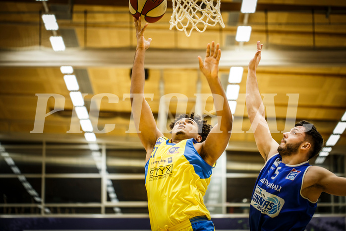 Basketball, bet-at-home Basketball Superliga 2019/20, Grunddurchgang 15.Runde, SKN St. Pölten Basketball, Oberwart Gunners, Rashaan Guylain Mbemba (21)
