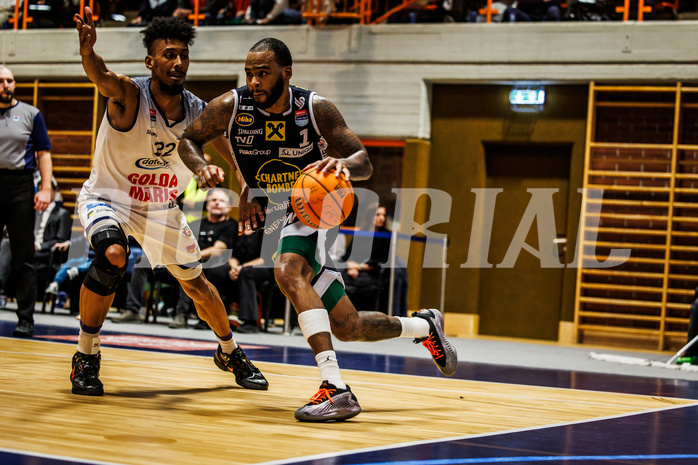 Basketball, win2day Basketball Superliga 2024/25, Grunddurchgang Runde 18, BBC Nord Dragonz, Gmunden Swans, Devon Cooper (1)