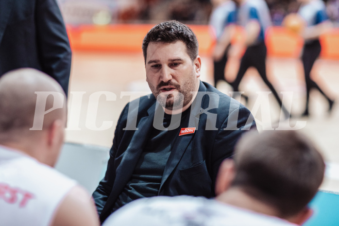 Basketball, Basketball Superliga 2023/24, Grunddurchgang 19.Runde, Oberwart Gunners, Gmunden Swans, Horst Leitner (Head Coach)