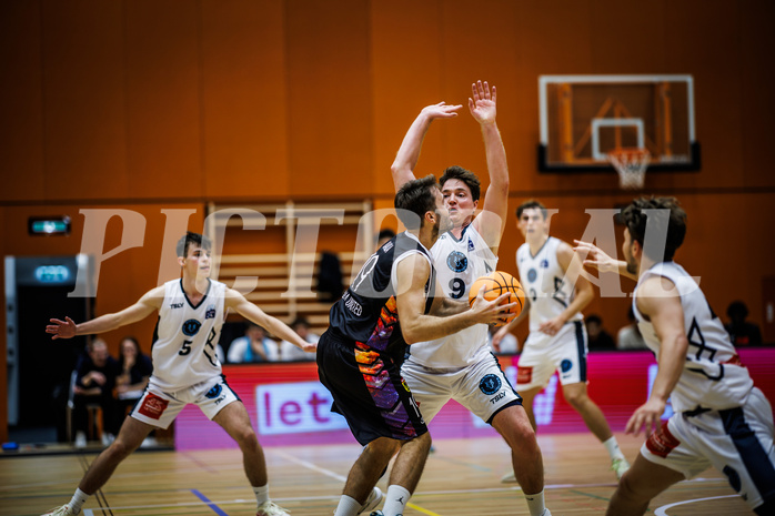 Basketball, Basketball Zweite Liga 2024/25, Grunddurchgang 3.Runde, Vienna Timberwolves, Vienna United, Marko Bakula (19), Philipp D'Angelo (9)