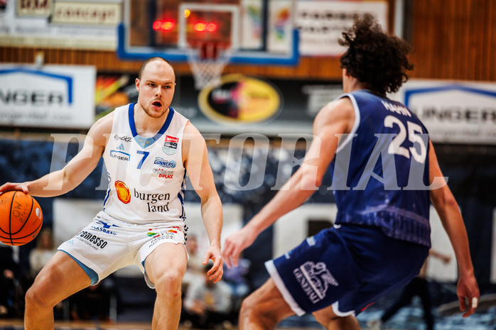 Basketball, win2day Basketball Superliga 2024/25, Grunddurchgang Runde 19, Oberwart Gunners, BBC Nord Dragonz, Sebastian Käferle (7)