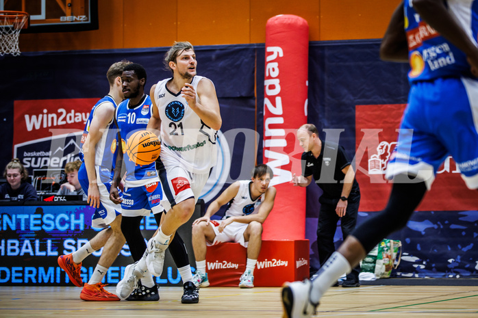 Basketball, Win2Day Superliga 2023/24, Grunddurchgang 3.Runde, Vienna Timberwolves, Oberwart Gunners, Moritz Lanegger (21)