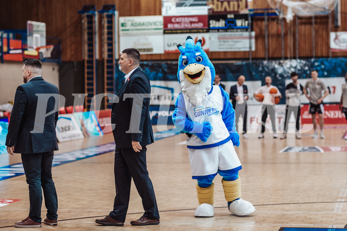 Basketball, Basketball Superliga 2023/24, Grundduchgang Runde 4., Oberwart Gunners, Kapfenberg Bulls, Oberwart Gunners Maskottchen