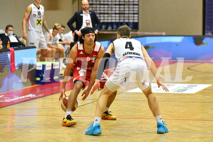 Basketball Superliga 2020/21, Grunddurchgang 8. Runde Flyers Wels vs. BC Vienna, Alex Robinson (8), Jan Raszdevsek (4)