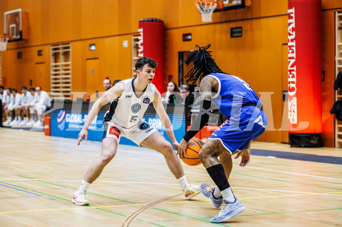 Basketball, Basketball Zweite Liga 2024/25, Grunddurchgang 21.Runde, Vienna Timberwolves, Kufstein Towers, Jakob Konzet (5), Aytor Johnson Alberto (5)