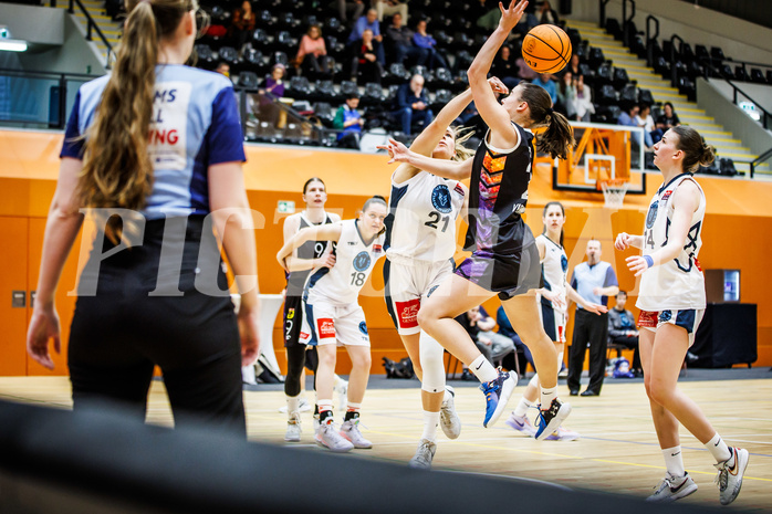 Basketball, Win2Day Basketball Damen Superliga 2023/24, Grunddurchgang 12.Runde, Vienna Timberwolves, Vienna United, Petra Pammer (21), Klara Brunner (25)