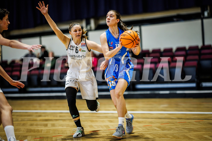 Basketball, Win2Day Basketball Damen Superliga 2023/24, Grunddurchgang 12.Runde, Basket Flames, DBB LZ OÖ, Lena Eichler (6), Ivona Pilic (15)