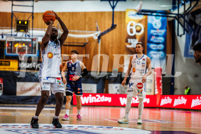 Basketball, win2day Basketball Superliga 2024/25, Grunddurchgang Runde 19, Oberwart Gunners, BBC Nord Dragonz, Siegfried Reid (5)
