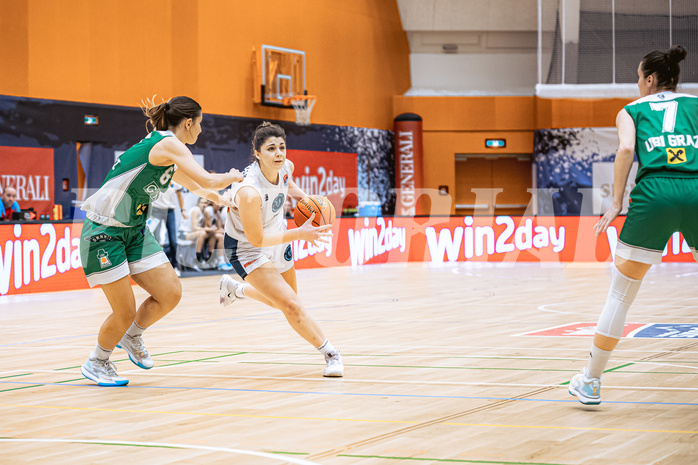 Basketball, Win2Day Basketball Damen Superliga 2022/23, Grunddurchgang 6.Runde, Vienna D.C. Timberwolves, UBI Holding Graz, Eva Fellner (8), Valentina Mraulak (5) Basketball, Win2Day Basketball Damen Superliga 2022/23, Grunddurchgang 6.Runde, Vienna D.C. Timberwolves, UBI Holding Graz, Eva Fellner (8), Valentina Mraulak (5)