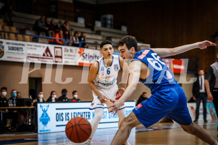 Basketball, bet-at-home Basketball Superliga 2021/22, Grunddurchgang Runde 14, Oberwart Gunners, Vienna D.C. Timberwolves, Magdy Abou-Ahmed (6)