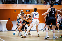 Basketball, Win2Day Basketball Damen Superliga 2023/24, Grunddurchgang 5.Runde, Vienna Timberwolves, Basket Flames, Antonia Dumancic (17), Lara Brunner (14), Melanie Fischer (14)