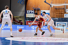 Basketball, Basketball Superliga 2022/23, Grunddurchgang Runde 20 , Oberwart Gunners, Flyers Wels, Florian Koeppel (8), Lukas Hahn (9), John Joseph Rauch (11)