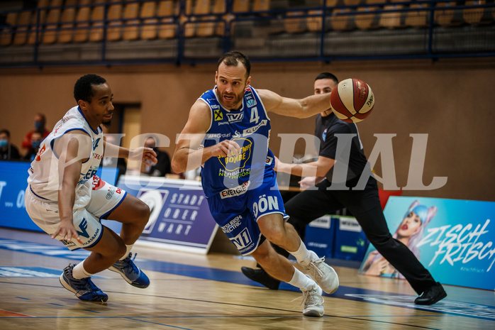 Basketball, bet-at-home Basketball Superliga 2020/21, Grunddurchgang 14. Runde, Oberwart Gunners, Gmunden Swans, Enis Murati (4)