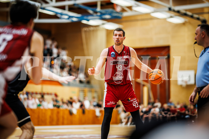 Basketball, Basketball Zweite Liga 2023/24, Playoff, Finale Spiel 1, Mistelbach Mustangs, Union Deutsch Wagram Aligators, Jakub Jokl (43)