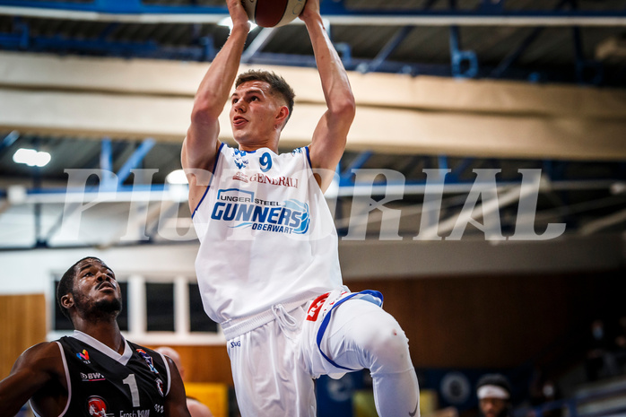 Basketball, bet-at-home Basketball Superliga 2020/21, Grunddurchgang, 4. Runde, Oberwart Gunners, Raiffeisen Flyers Wels, Edi Patekar (9)