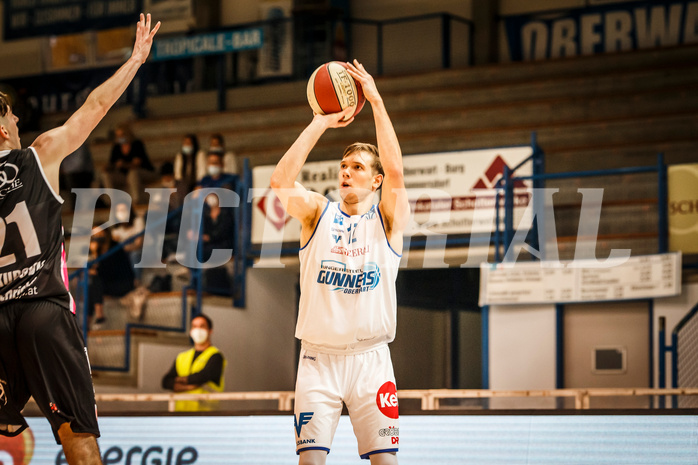 Basketball, bet-at-home Basketball Superliga 2020/21, Grunddurchgang, 4. Runde, Oberwart Gunners, Raiffeisen Flyers Wels, Jonathan Knessl (12)