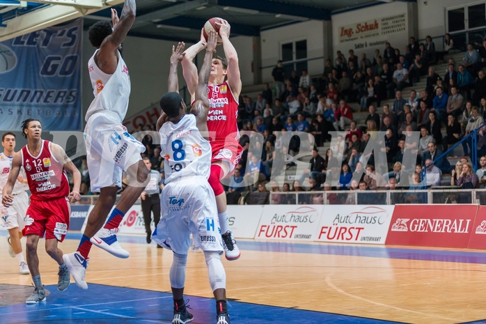 Basketball, ABL 2016/17, Grunddurchgang 19.Runde, Oberwart Gunners, BC Vienna, Sebastian Koch (10), Christopher McNealy (8), Jamari Traylor (9)