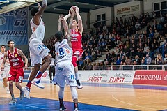 Basketball, ABL 2016/17, Grunddurchgang 19.Runde, Oberwart Gunners, BC Vienna, Sebastian Koch (10), Christopher McNealy (8), Jamari Traylor (9)