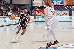 Basketball, Basketball Superliga 2023/24 , Qualifikationsrunde 10, Oberwart Gunners, Kapfenberg Bulls, Reudale Shamaar Williams (3), Daniel Koeppel (14)