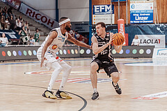 Basketball, Basketball Superliga 2023/24 , Qualifikationsrunde 10, Oberwart Gunners, Kapfenberg Bulls, Derrek Brooks (11), Noah Baumann (4)
