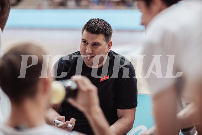 Basketball, Basketball Superliga 2023/24 , Qualifikationsrunde 10, Oberwart Gunners, Kapfenberg Bulls, Horst Leitner (Head Coach)