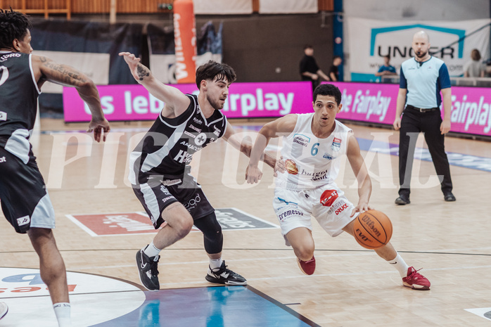 Basketball, Basketball Superliga 2023/24 , Qualifikationsrunde 10, Oberwart Gunners, Kapfenberg Bulls, Yves Hoeger (2), Magdy Aboud-Ahmed(6)