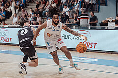 Basketball, Basketball Superliga 2023/24 , Qualifikationsrunde 10, Oberwart Gunners, Kapfenberg Bulls, Yves Hoeger (2), Kris Monroe (13)