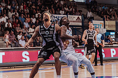 Basketball, Basketball Superliga 2023/24 , Qualifikationsrunde 10, Oberwart Gunners, Kapfenberg Bulls, Urald King (20), Shaquille Rombley (5)