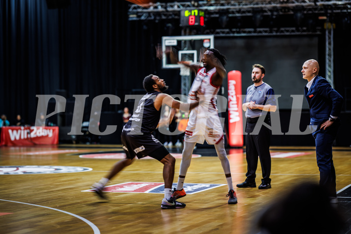 Basketball, Win2Day Superliga 2024/25, Grunddurchgang 20.Runde, BC Vienna, Kapfenberg Bulls, Henry Tanksley (4), Sheriff Seedy Drammeh (0)