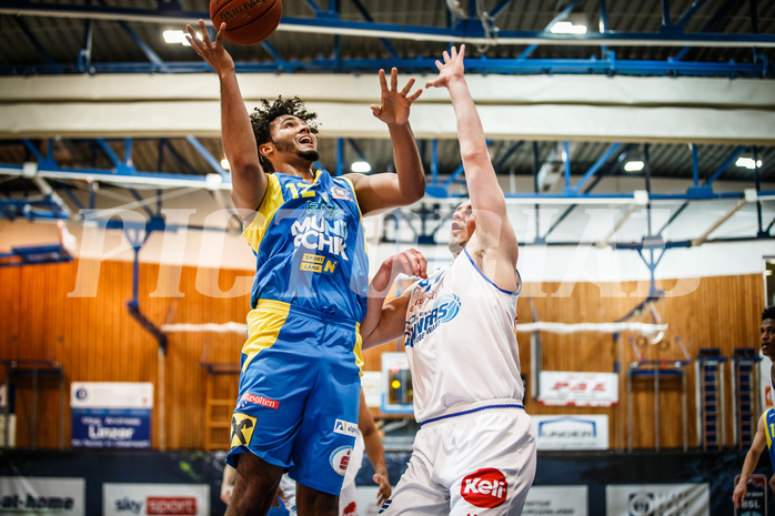 Basketball, bet-at-home Basketball Superliga 2021/22, Platzierungsrunde Spiel 4, Oberwart Gunners, SKN St. Pölten, Rashaan Guylain Mbemba (12)