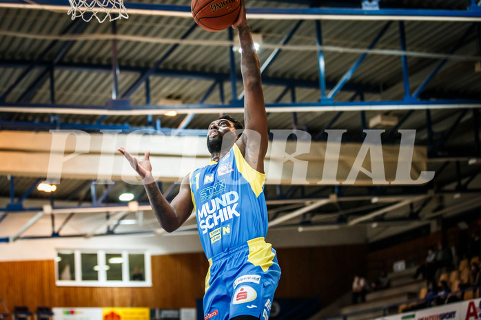 Basketball, bet-at-home Basketball Superliga 2021/22, Platzierungsrunde Spiel 4, Oberwart Gunners, SKN St. Pölten, Kelvin Lewis (1)