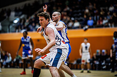 Basketball, Win2Day Superliga 2023/24, Grunddurchgang 3.Runde, Vienna Timberwolves, Oberwart Gunners, Philipp D'Angelo (9), Sebastian Käferle (7)