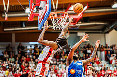 Basketball, win2day Basketball Superliga 2023/24, Halbfinale Spiel 3, Traiskirchen Lions, Oberwart Gunners, Demarcus Demonia (4)