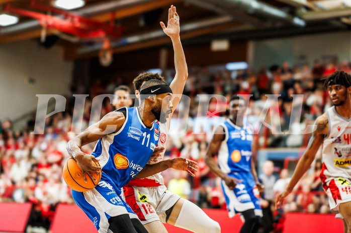 Basketball, win2day Basketball Superliga 2023/24, Halbfinale Spiel 3, Traiskirchen Lions, Oberwart Gunners, Derrek Brooks Jr. (11)