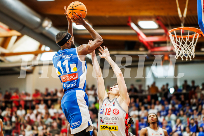 Basketball, win2day Basketball Superliga 2023/24, Halbfinale Spiel 3, Traiskirchen Lions, Oberwart Gunners, Derrek Brooks Jr. (11)