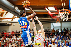 Basketball, win2day Basketball Superliga 2023/24, Halbfinale Spiel 3, Traiskirchen Lions, Oberwart Gunners, Derrek Brooks Jr. (11)
