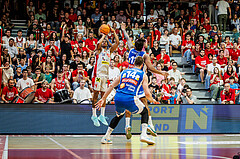 Basketball, win2day Basketball Superliga 2023/24, Halbfinale Spiel 3, Traiskirchen Lions, Oberwart Gunners, Demarcus Demonia (4)