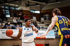 Basketball, bet-at-home Basketball Superliga 2021/22, Platzierungsrunde Spiel 8, Oberwart Gunners, UBSC Graz, Emondre Rickman (14)